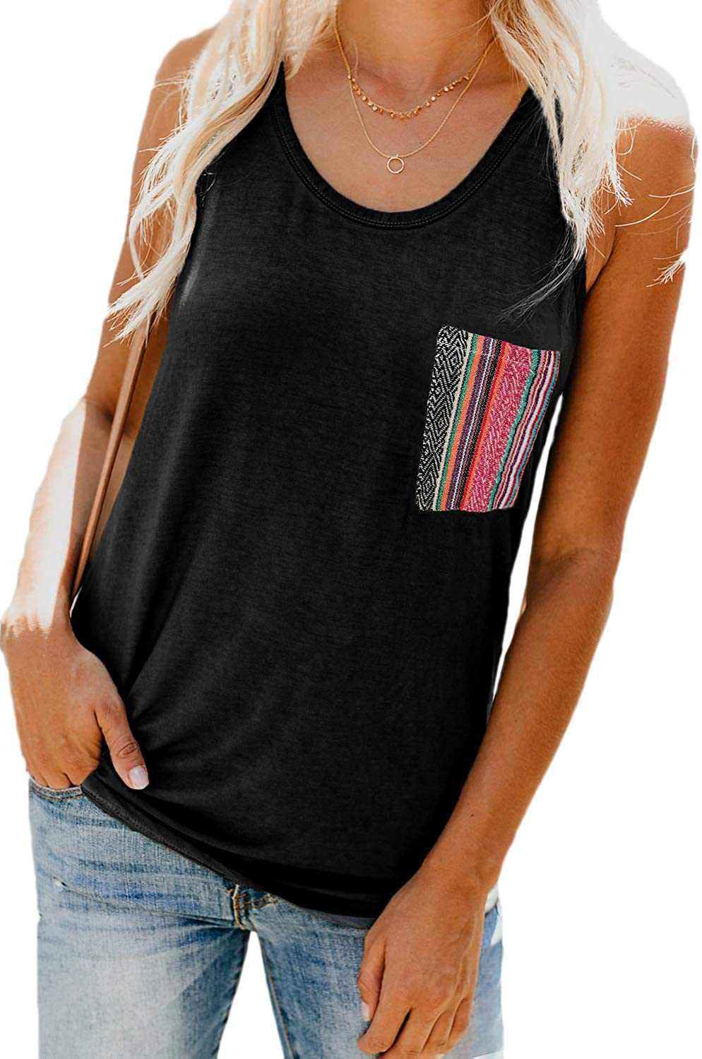 Dokotoo Womens Crew Neck Tank Tops Summer Leopard Detail Print Top Casual Cami Shirts Blouses S-XXL Apparel & Accessories > Clothing > Activewear Kylie Max   