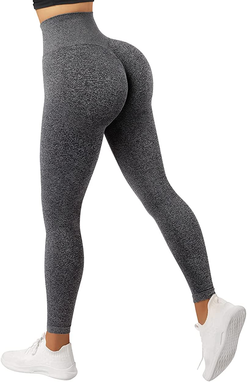 SUUKSESS Women Scrunch Butt Lifting Seamless Leggings Booty High Waisted Workout Yoga Pants Apparel & Accessories > Clothing > Activewear SUUKSESS #1 Upgrade Marl Grey Medium 
