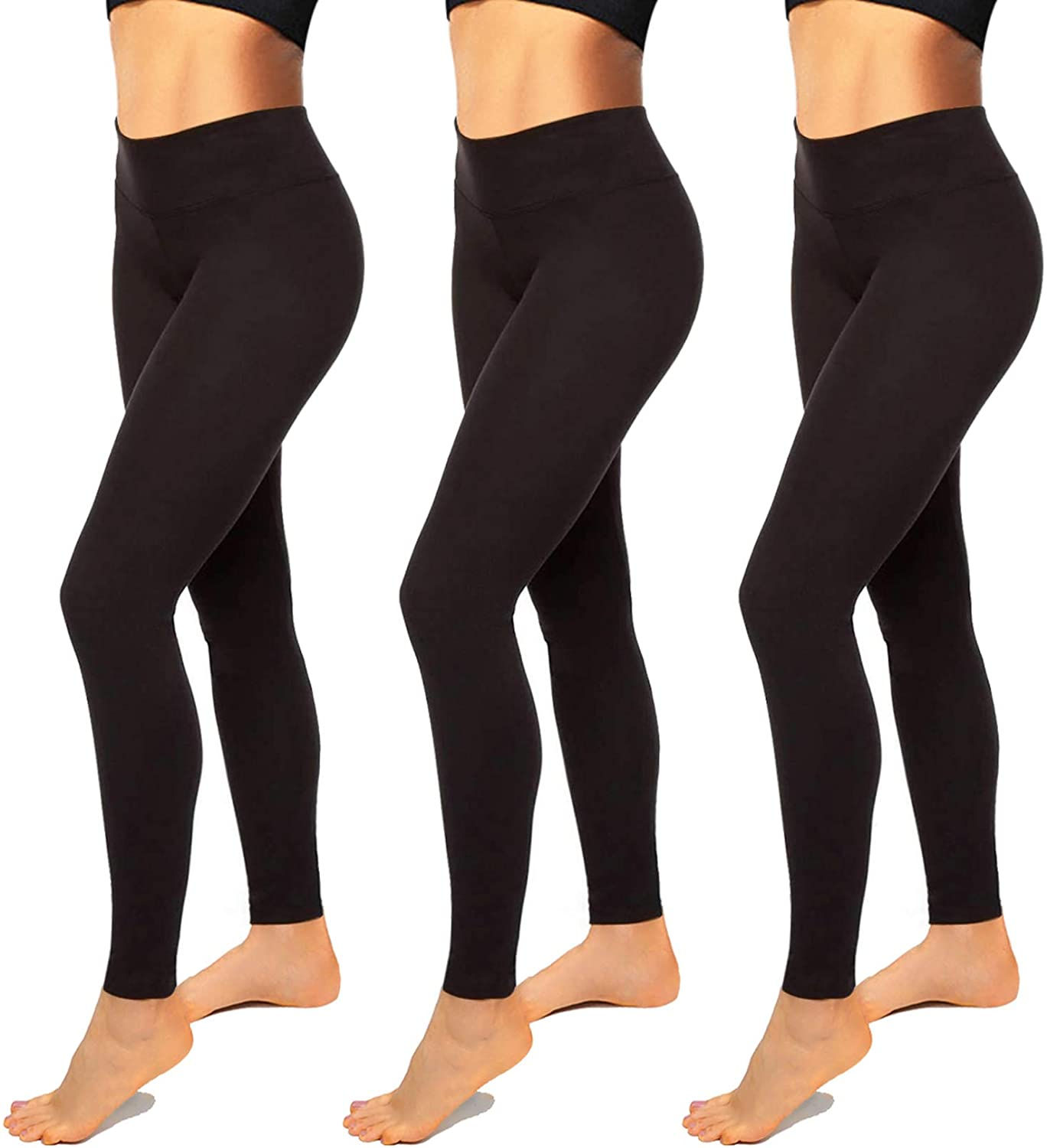 High Waisted Leggings for Women-Womens Black Seamless Workout Leggings Running Tummy Control Yoga Pants Reg&Plus Size Apparel & Accessories > Clothing > Underwear & Socks > Shapewear Hi Clasmix 1a-3 Pack Black Large-X-Large 