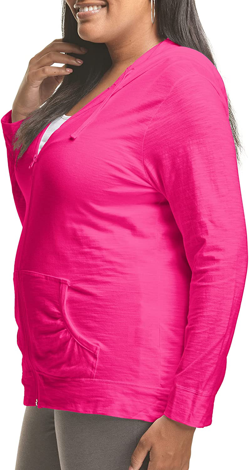 JUST MY SIZE plus Size Slub-Cotton Full-Zip Lightweight Women'S Hoodie Apparel & Accessories > Clothing > Activewear Kylie Max   