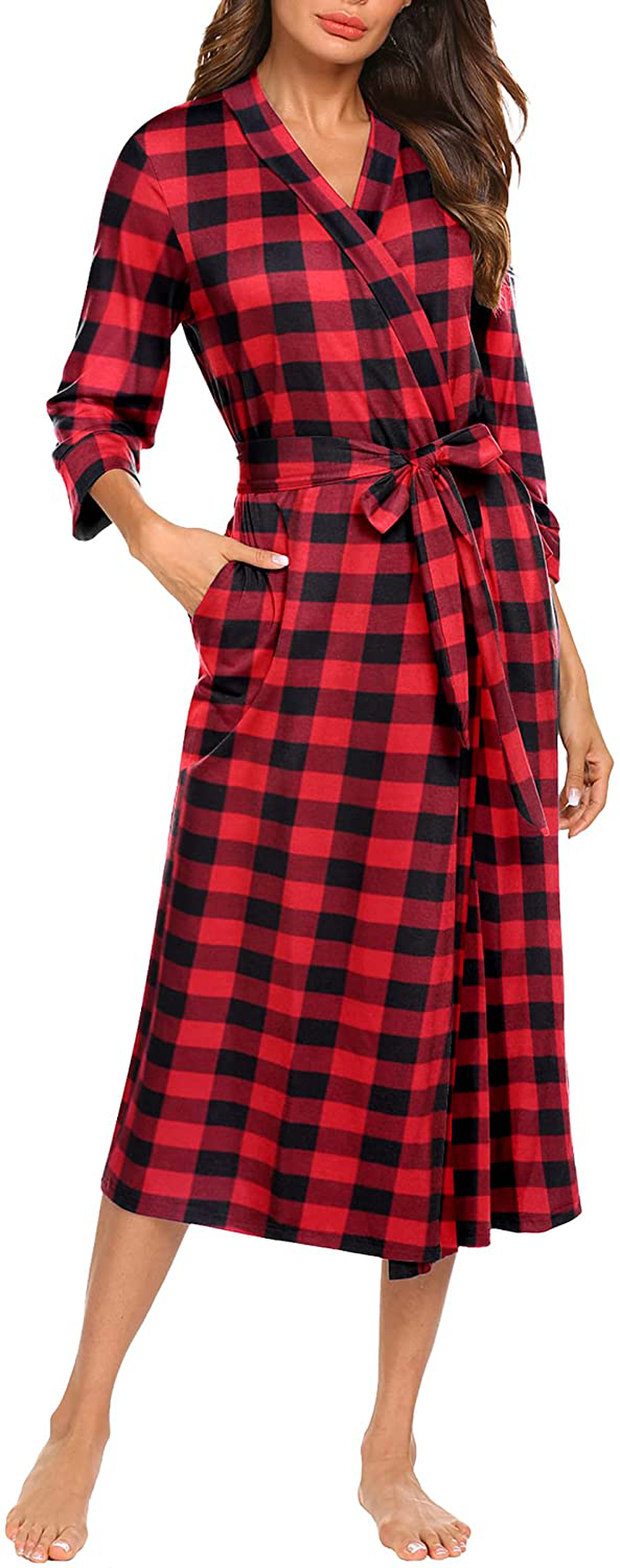 MAXMODA Women Kimono Robes Long Knit Bathrobe Soft Robe Casual Ladies Loungewear S-3XL Apparel & Accessories > Clothing > Sleepwear & Loungewear > Robes MAXMODA   