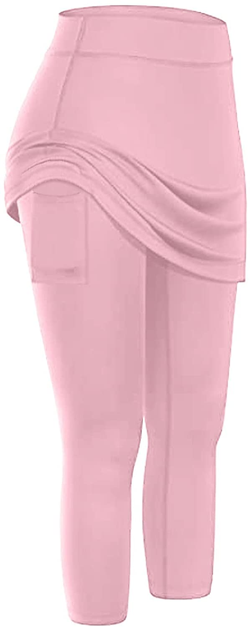 Burband Womens Skirted Leggings Capri Skirt Yoga Active Tights Pants Golf Tennis Workout Skort Sport Leggings with Pockets Apparel & Accessories > Clothing > Underwear & Socks > Shapewear Burband   