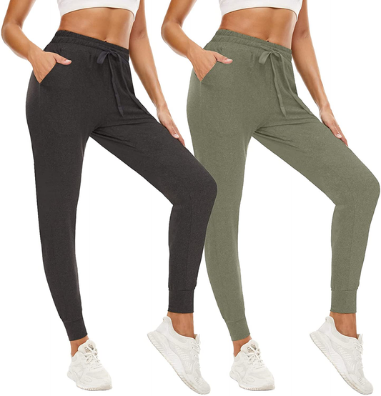 QGGQDD 2 Pack Joggers for Women - Sweatpants with Pockets Yoga Lounge Black Workout Pants Apparel & Accessories > Clothing > Activewear Kylie Max   