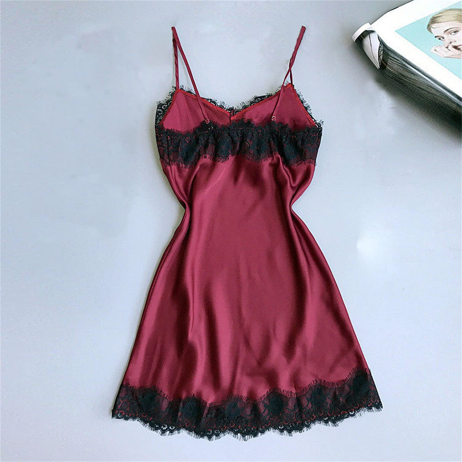 Women'S Lace Chemise Nightgown Sexy V Neck Full Slip Babydoll Sleepwear Soft Spaghetti Straps Lounge Dress Lingerie Apparel & Accessories > Clothing > Underwear & Socks > Lingerie Kylie Max   