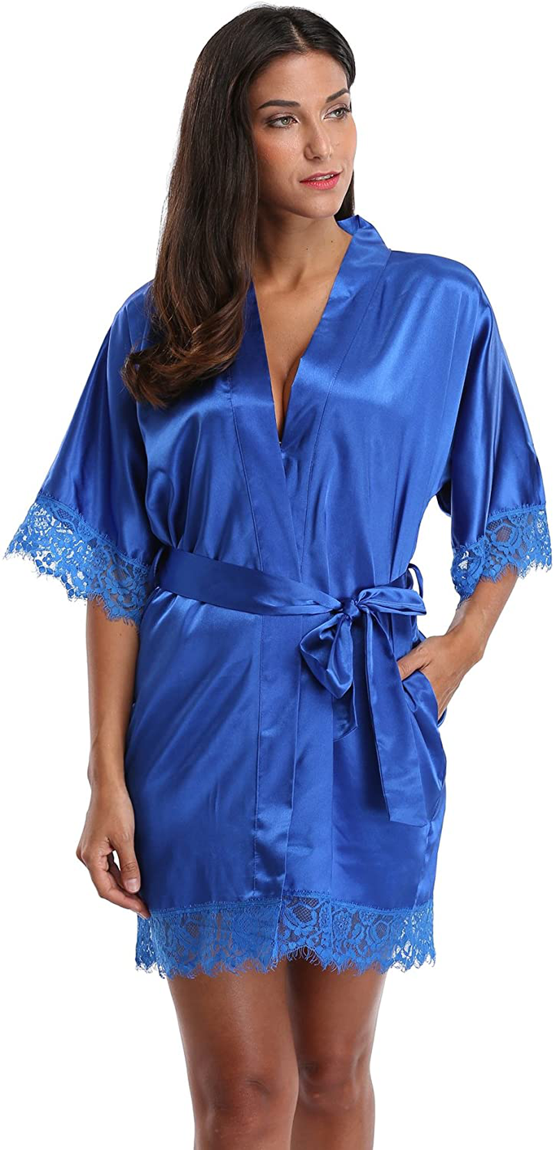 Silk Kimono Robe Women Sleepwear Short Bridesmaid Bath Robes Wedding Party Apparel & Accessories > Clothing > Sleepwear & Loungewear > Robes The Bund   