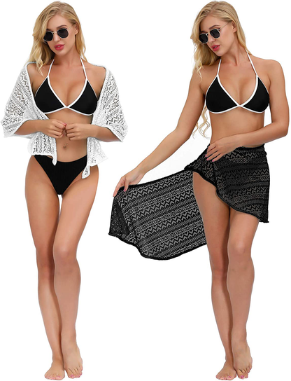 SATINIOR Womens Sarong Pareo Wrap Beachwear Swimsuit Lace Summer Bikini Cover Ups Apparel & Accessories > Clothing > Swimwear Kylie Max   
