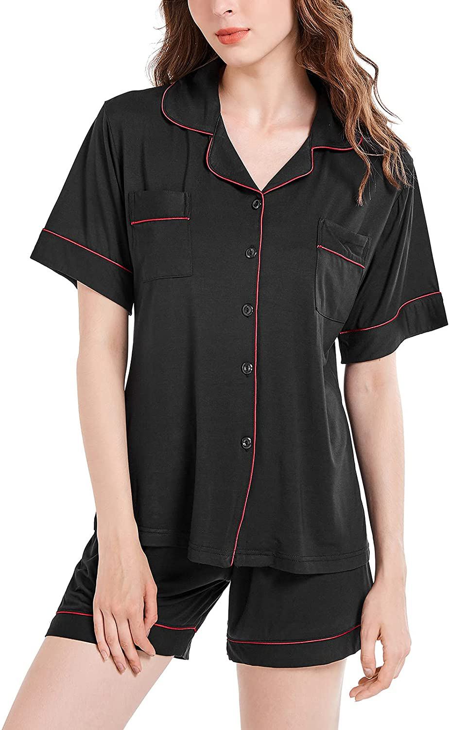 Eiggam Pajamas for Women Lounge Cotton Sleepwear Comfy Soft Long Button Down Pjs Set Pajamas Set Apparel & Accessories > Clothing > Sleepwear & Loungewear > Pajamas Eiggam   