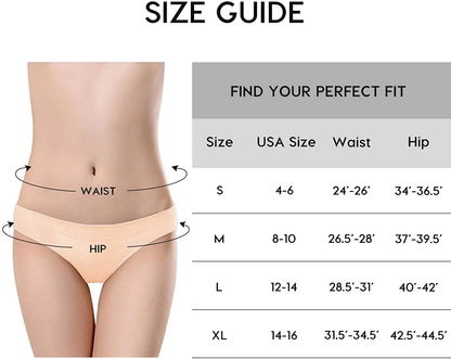 Dlala 7 Pack Womens Underwear Cotton Bikini Panties Seamless Underwear Soft Stretch Cheekini Hipster Briefs  Dlala   