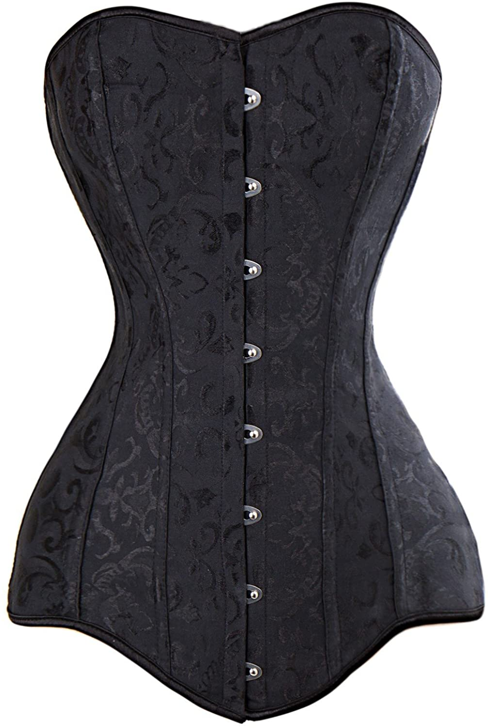 KIWI RATA Women'S Hourglass Longline Overbust Corset Steel Boned Long Torso Waist Training Bustier Apparel & Accessories > Clothing > Underwear & Socks > Lingerie KIWI RATA Black X-Large 