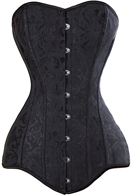 KIWI RATA Women'S Hourglass Longline Overbust Corset Steel Boned Long Torso Waist Training Bustier Apparel & Accessories > Clothing > Underwear & Socks > Lingerie KIWI RATA Black X-Large 