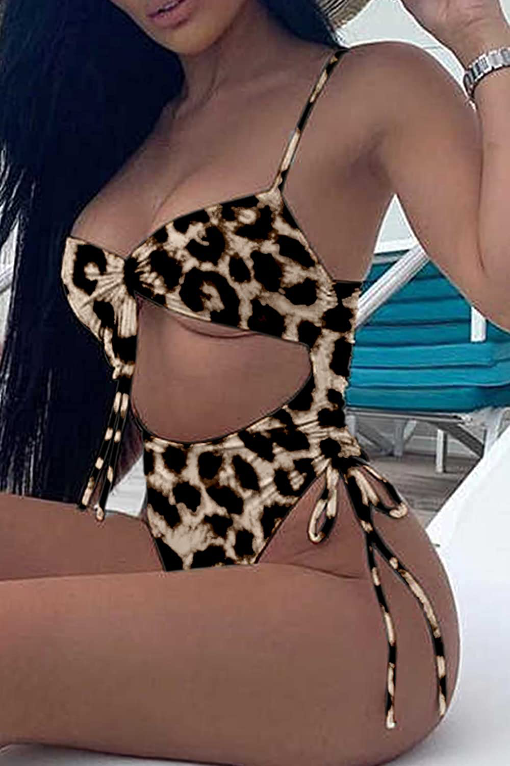 Ioiom Womens Sexy High Waisted One Piece Swimsuit Tummy Control Swimwear Apparel & Accessories > Clothing > Swimwear Kylie Max   
