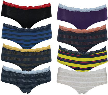 Emprella Womens Lace Underwear Hipster Panties Cotton-Spandex-8 Pack Colors and Patterns May Vary,Assorted Apparel & Accessories > Clothing > Underwear & Socks > Underwear Emprella Assortment 2 XX-Large 