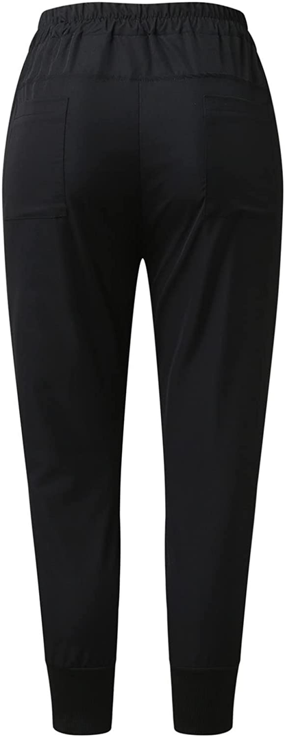 Burband Womens Cotton Elastic Waist Tactical Joggers Pants Cargo Sweatpants with Pockets Hiking Linen Yoga Lounge Trousers Apparel & Accessories > Clothing > Underwear & Socks > Shapewear Burband   