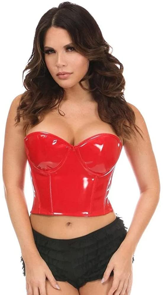 Daisy Corsets Lavish Black Patent PVC Underwire Bustier Apparel & Accessories > Clothing > Underwear & Socks > Lingerie Daisy corsets Red 2X 