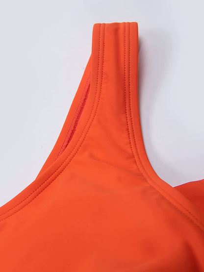 CUPSHE Women's One Shoulder Bikini Swimsuit Orange Mid Rise Two Piece Bathing Suit Apparel & Accessories > Clothing > Swimwear KYLIE MAX   