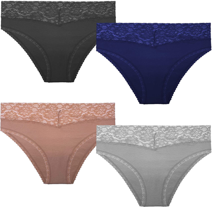 GAREDOB Pack of 8 Women'S Lace Cheeky Hipster Panty, Assorted Different Lace Pattern & Colors Apparel & Accessories > Clothing > Underwear & Socks > Underwear GAREDOB 4 Colors Cotton Hipster Large 