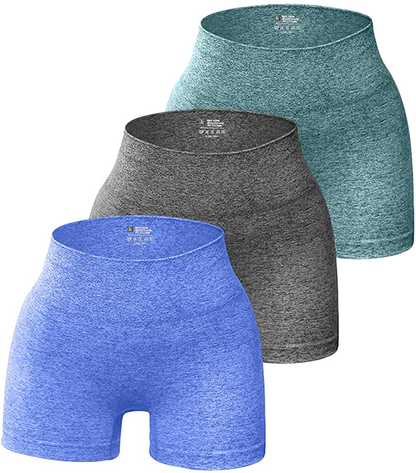 OQQ 3 Piece for Women Yoga Shorts Workout Athletic Seamless High Wasit Gym Leggings Apparel & Accessories > Clothing > Shorts Kylie Max   