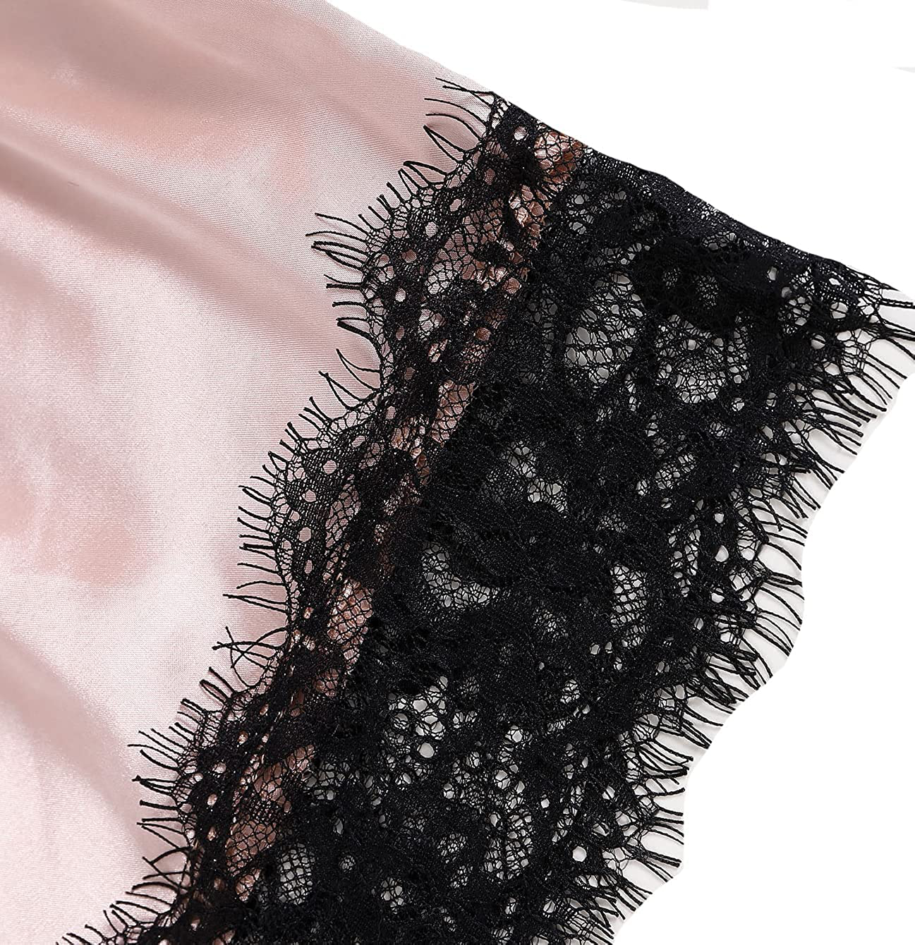 LYANER Women'S 4Pcs Sleepwear Satin Floral Lace Trim Cami Pajama Set with Robe Apparel & Accessories > Clothing > Sleepwear & Loungewear Kylie Max   
