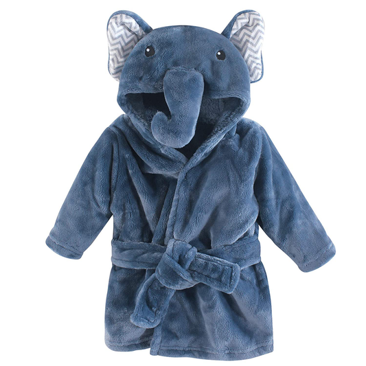 Little Treasure Unisex Baby Plush Bathrobe, Chevron Elephant, 0-9 Months Apparel & Accessories > Clothing > Sleepwear & Loungewear > Robes Kylie Max   