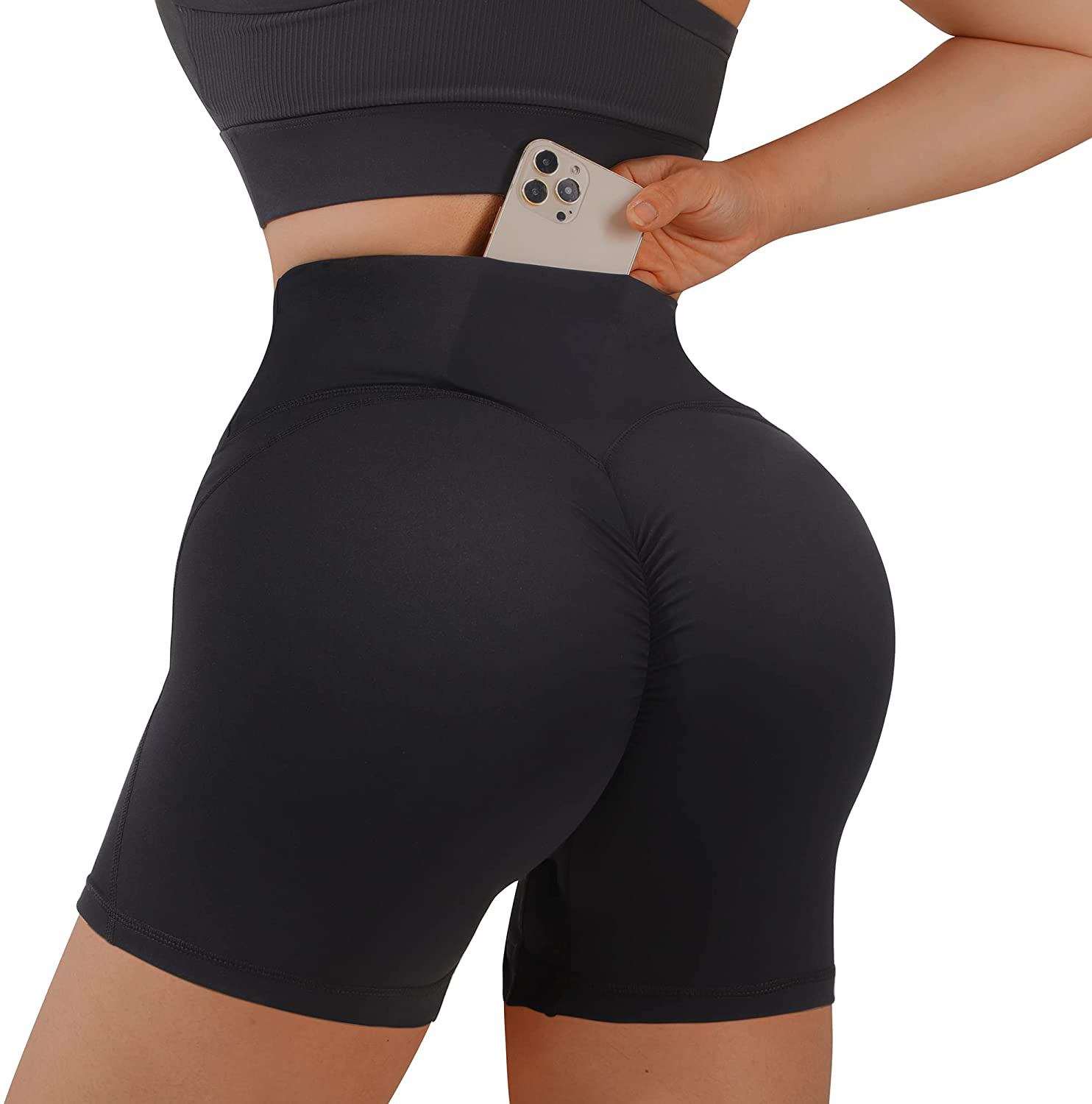 MOOSLOVER Women V Cross Waist Workout Shorts Butt Lifting High Waisted Biker Shorts Apparel & Accessories > Clothing > Shorts Kylie Max   