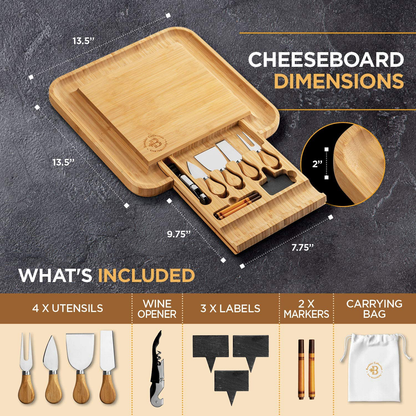 Cheese Board and Knife Set - Unique Gift for Wedding, Housewarming, Bridal Shower, Birthday Arts & Entertainment > Party & Celebration > Gift Giving Bambüsi   
