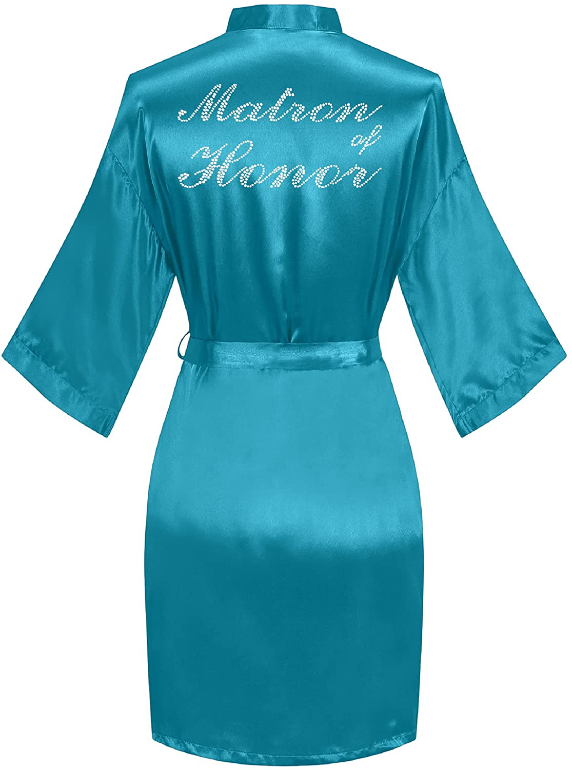 Sunshinemall Women'S Satin Kimono Robes with Rhinestones Bride Bridesmaid Short Sleepwear Wedding Dressing Gown Apparel & Accessories > Clothing > Sleepwear & Loungewear > Robes sunshinemall   