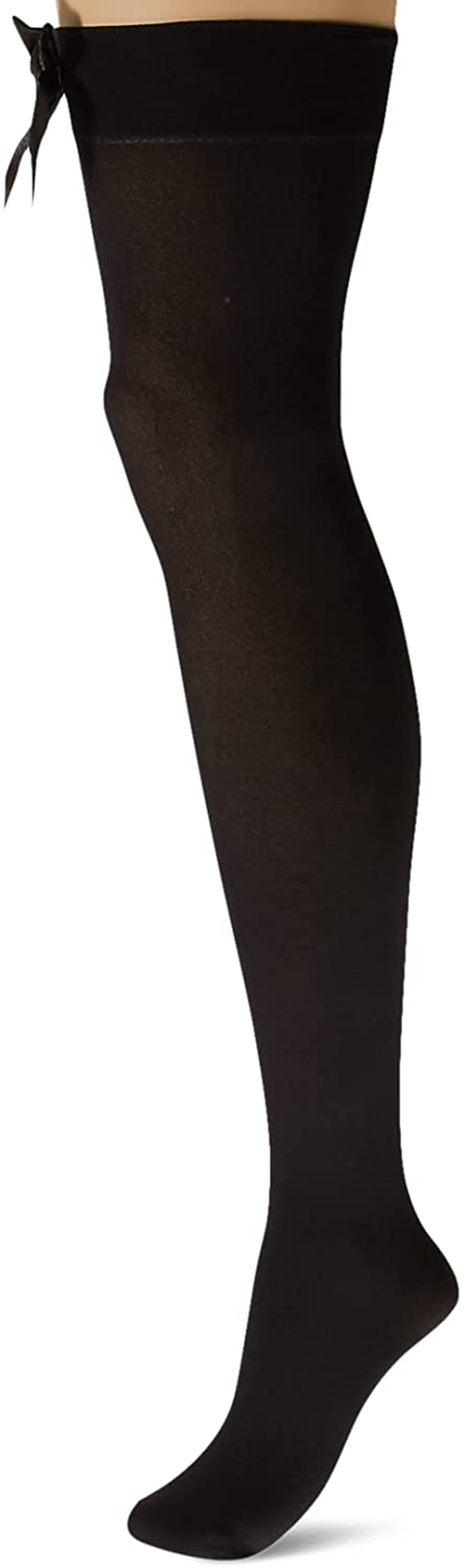 Leg Avenue Women'S Satin Bow Accent Thigh Highs Apparel & Accessories > Clothing > Underwear & Socks > Shapewear Leg Avenue Black 1X 