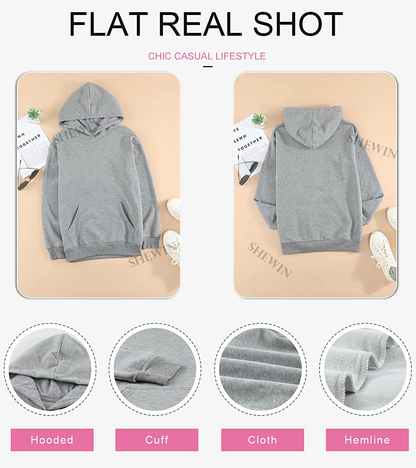 SHEWIN Women'S Casual Hoodies Long Sleeve Solid Lightweight Pullover Tops Loose Sweatshirt with Pocket Apparel & Accessories > Clothing > Activewear Kylie Max   