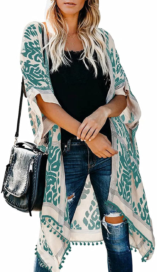 Dokotoo Womens 2022 Fashion Summer Print Kimono Casual Cardigans Loose Cover Ups Apparel & Accessories > Clothing > Swimwear Kylie Max   