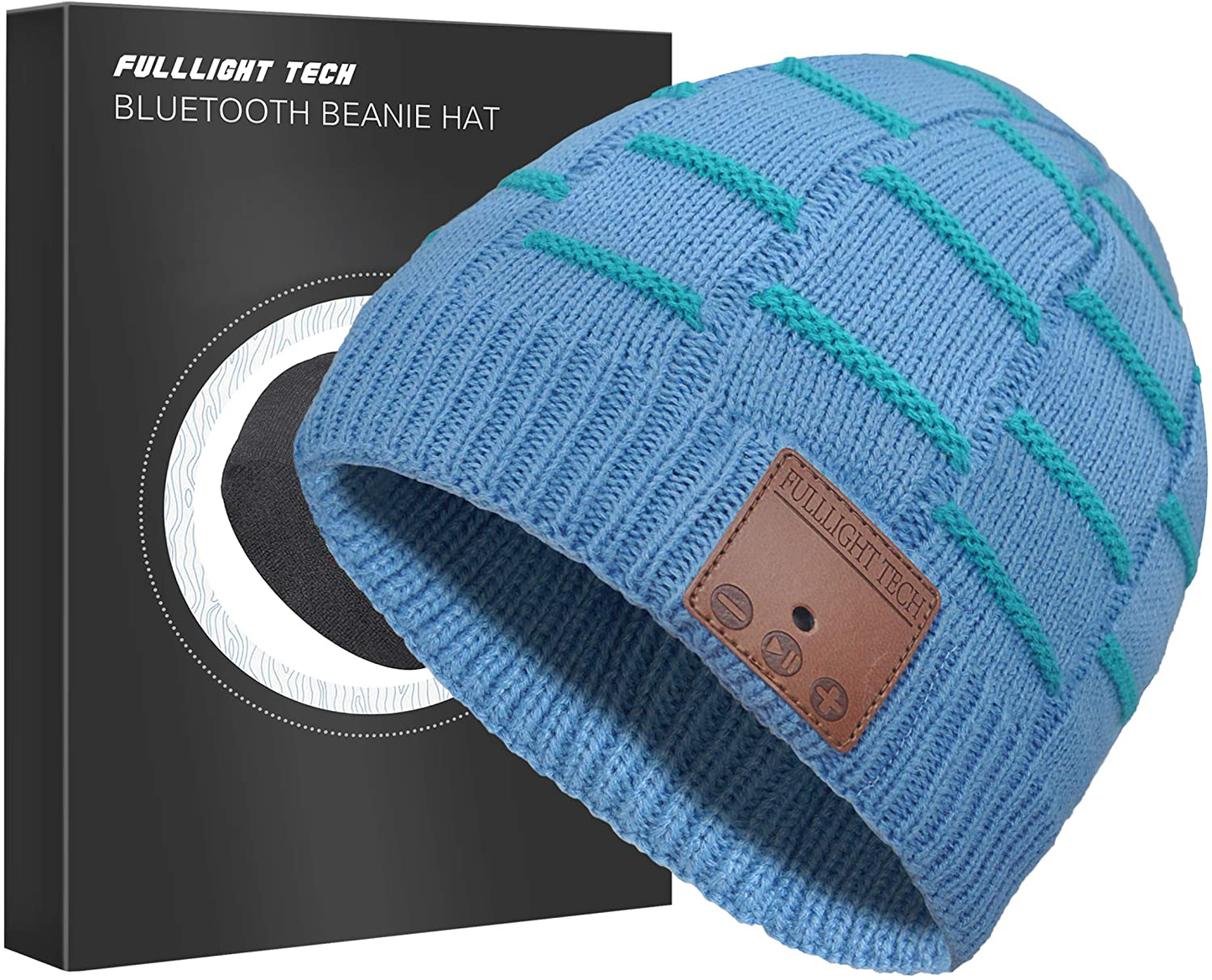 Upgraded Bluetooth Beanie Hat with Headphones Unique Tech Gifts Arts & Entertainment > Party & Celebration > Gift Giving FULLLIGHT TECH Sky Blue-green Medium 