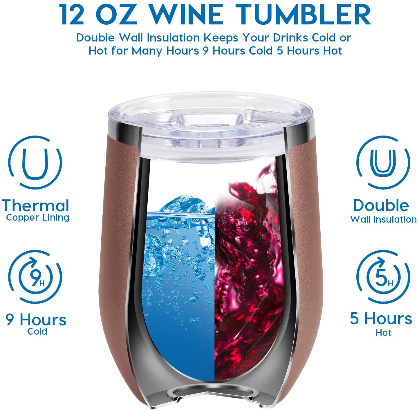 Birthday Gifts for Women - Insulated Wine Tumbler Rose Gold and Candles 4 Pack Gift Bath Set Gifts for Women - Stainless Steel Wine Tumbler with Lid - Best Relaxing Spa Gift Box Basket Present Arts & Entertainment > Party & Celebration > Gift Giving TODAYEER   