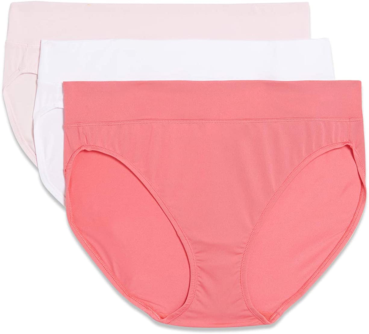 Warner'S Women'S Blissful Benefits Muffin Top Tailored Hi-Cut Panties Multipack Apparel & Accessories > Clothing > Underwear & Socks > Underwear Warner's Sunkissed Coral/White/Pale Pink Large 