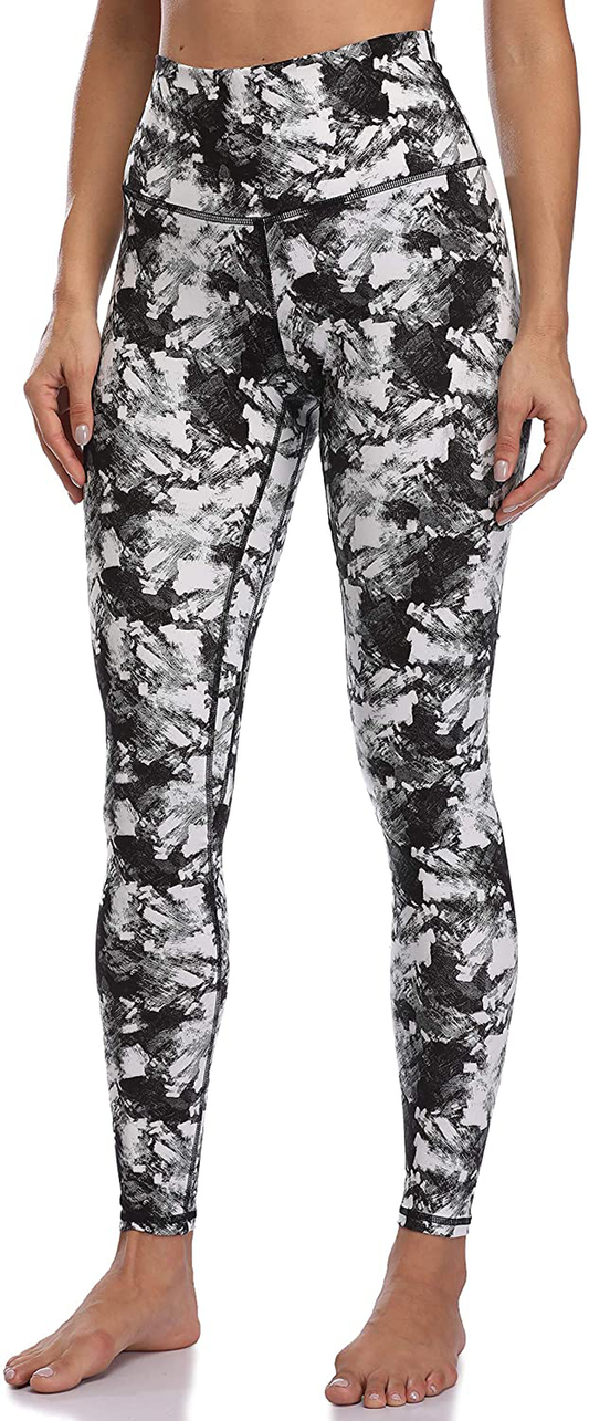Colorfulkoala Women's High Waisted Pattern Leggings Full-length Yoga Pants Apparel & Accessories > Clothing > Activewear Colorfulkoala Black & White Brush Strokes X-Small 