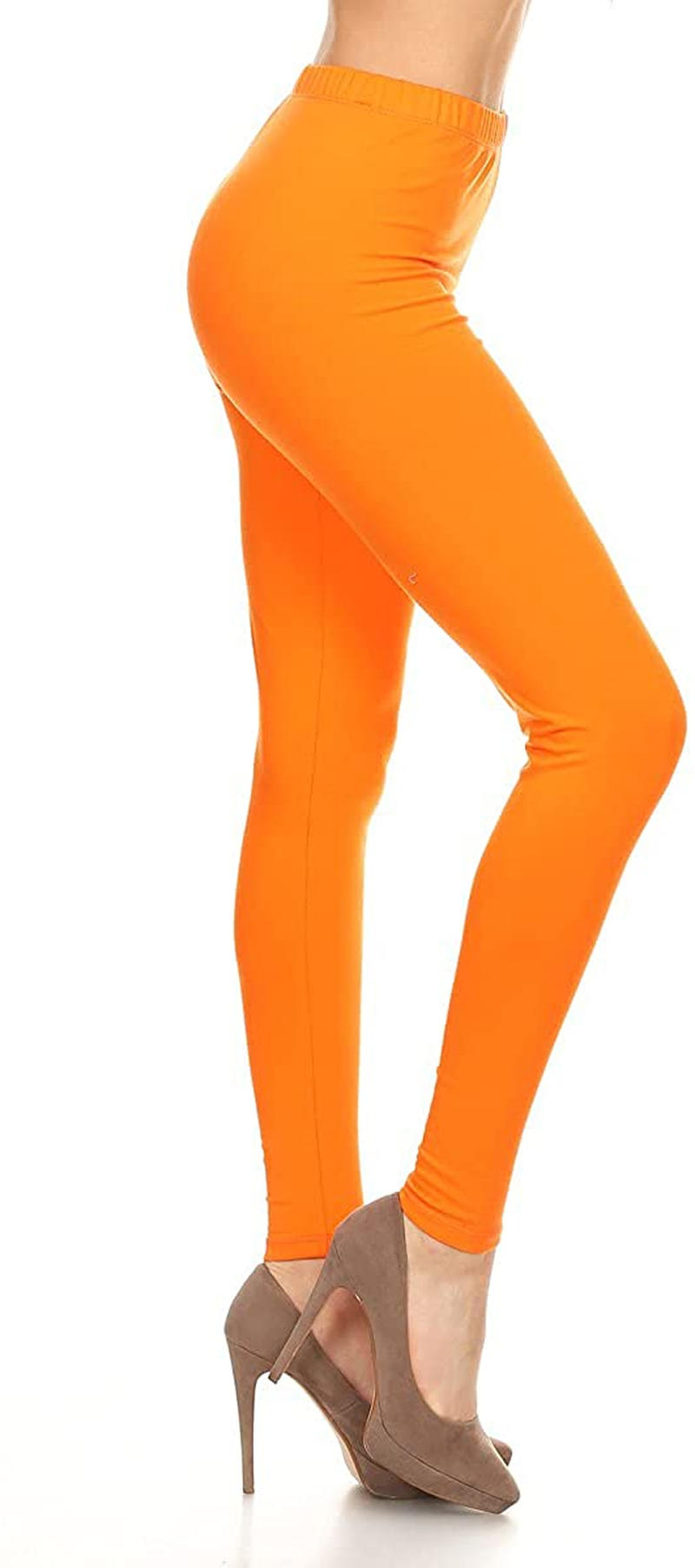 Leggings Depot Cotton Women'S Premium Quality Ultra Soft Solid Leggings Apparel & Accessories > Clothing > Underwear & Socks > Shapewear LEGGINGS DEPOT Cotton-orange X-Small 