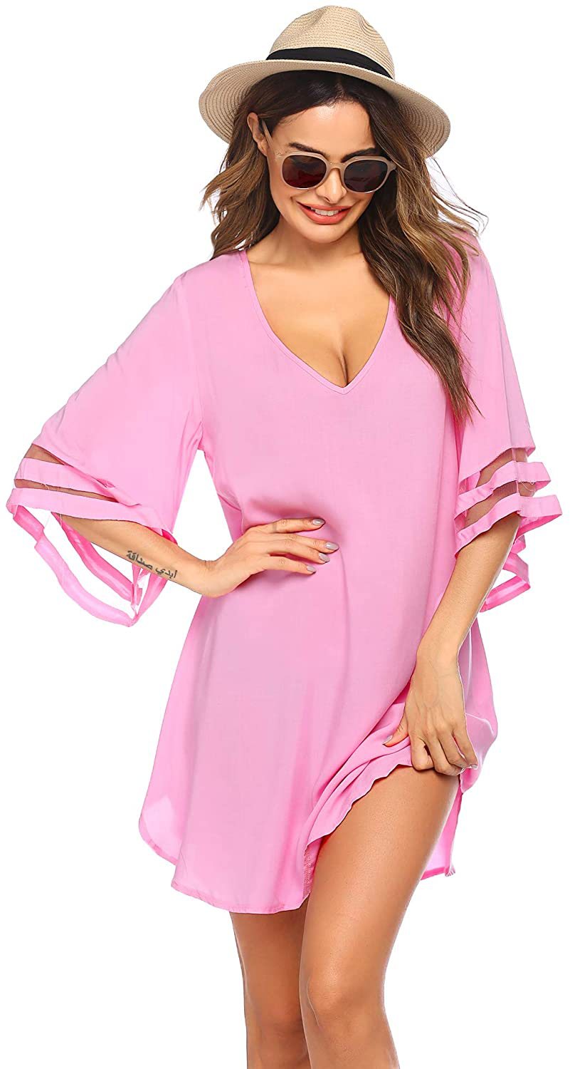 Ekouaer Women'S Swim Cover Ups for Beach Swimwear, Summer Casual Loose Sun Dress Apparel & Accessories > Clothing > Swimwear Kylie Max   