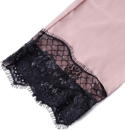 TAKOYI Women'S Sexy Lace 3 Piece Satin Robe and Pajama Set Cami Top Lingerie with Robe Camisole Shorts Apparel & Accessories > Clothing > Sleepwear & Loungewear Kylie Max   