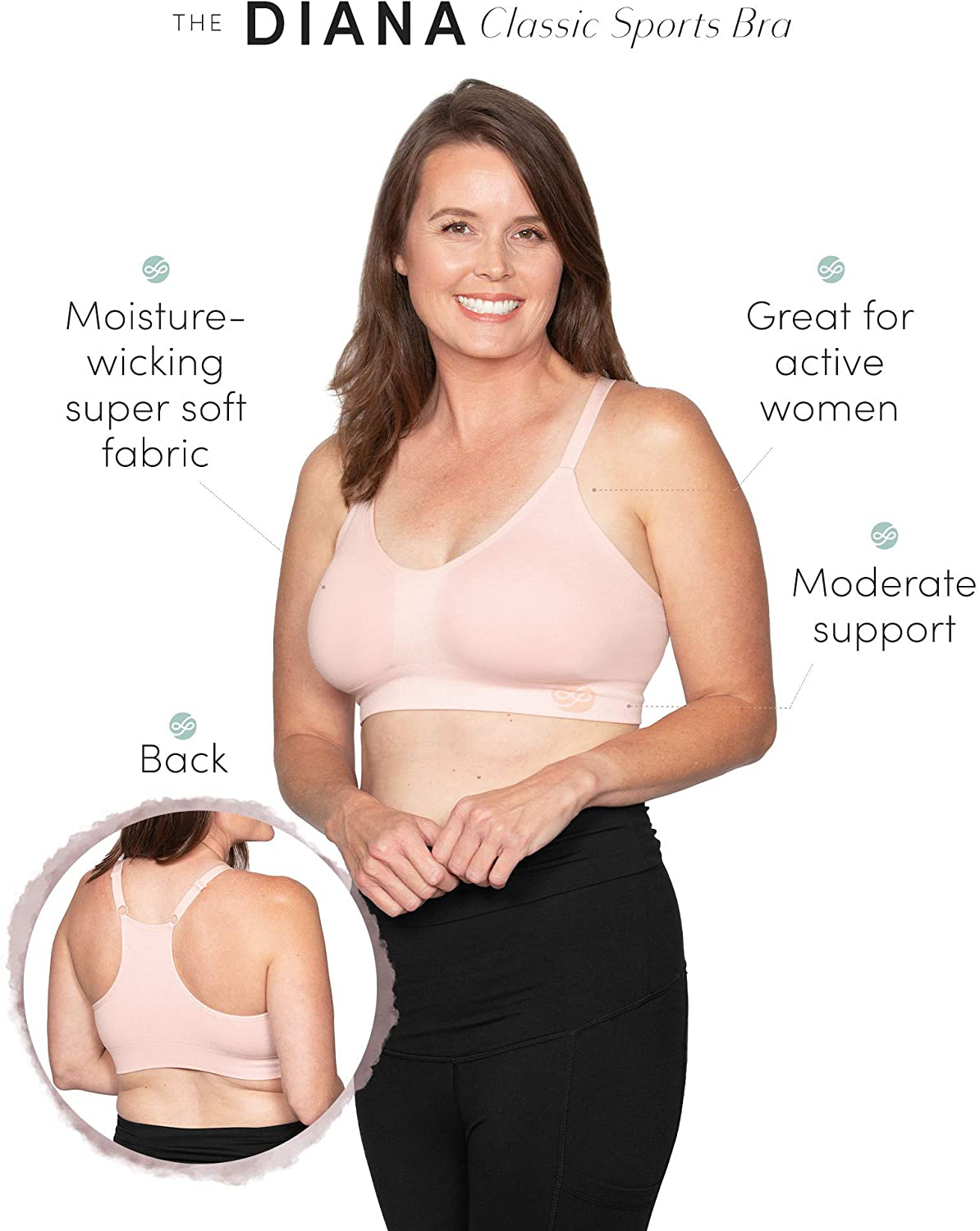 Davy Piper the Diana Classic Sports Bra | Racerback Sports Bra for Women Apparel & Accessories > Clothing > Underwear & Socks > Bras Kylie Max   