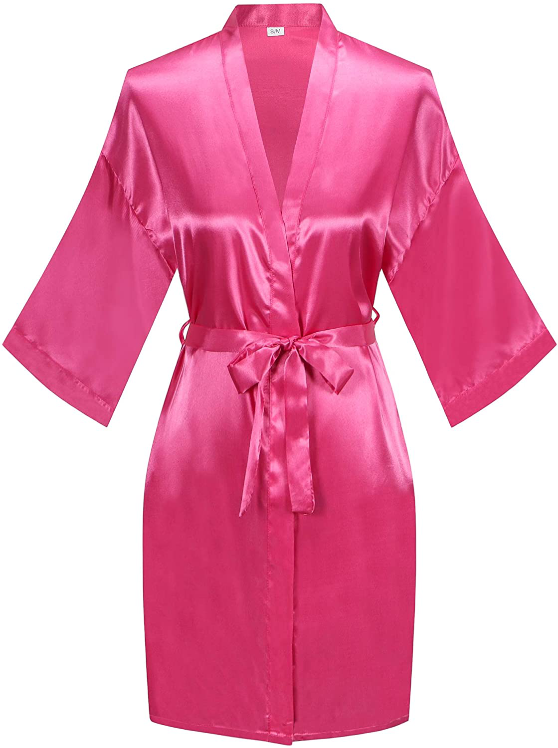 Old-To-New Women‘S Short Silk Kimono Robes Nightgown Satin Bathrobe Wedding Party Robe Apparel & Accessories > Clothing > Sleepwear & Loungewear > Robes Old-to-new Rose Large 