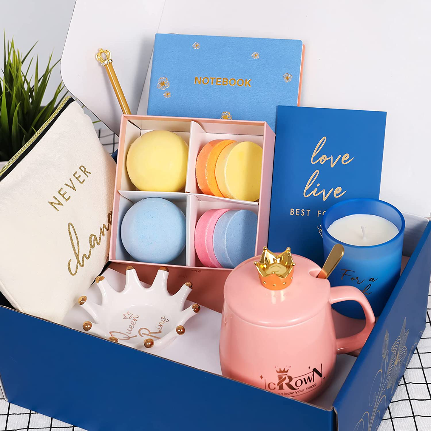 Birthday Gift Basket for Women, 9 Luxurious Gifts Set with Gift Card, Best Birthday Gift Boxes for Her, Aunt, Sister, Friend, Mom & Co-worker-Light & Blue Arts & Entertainment > Party & Celebration > Gift Giving WICLOUD   