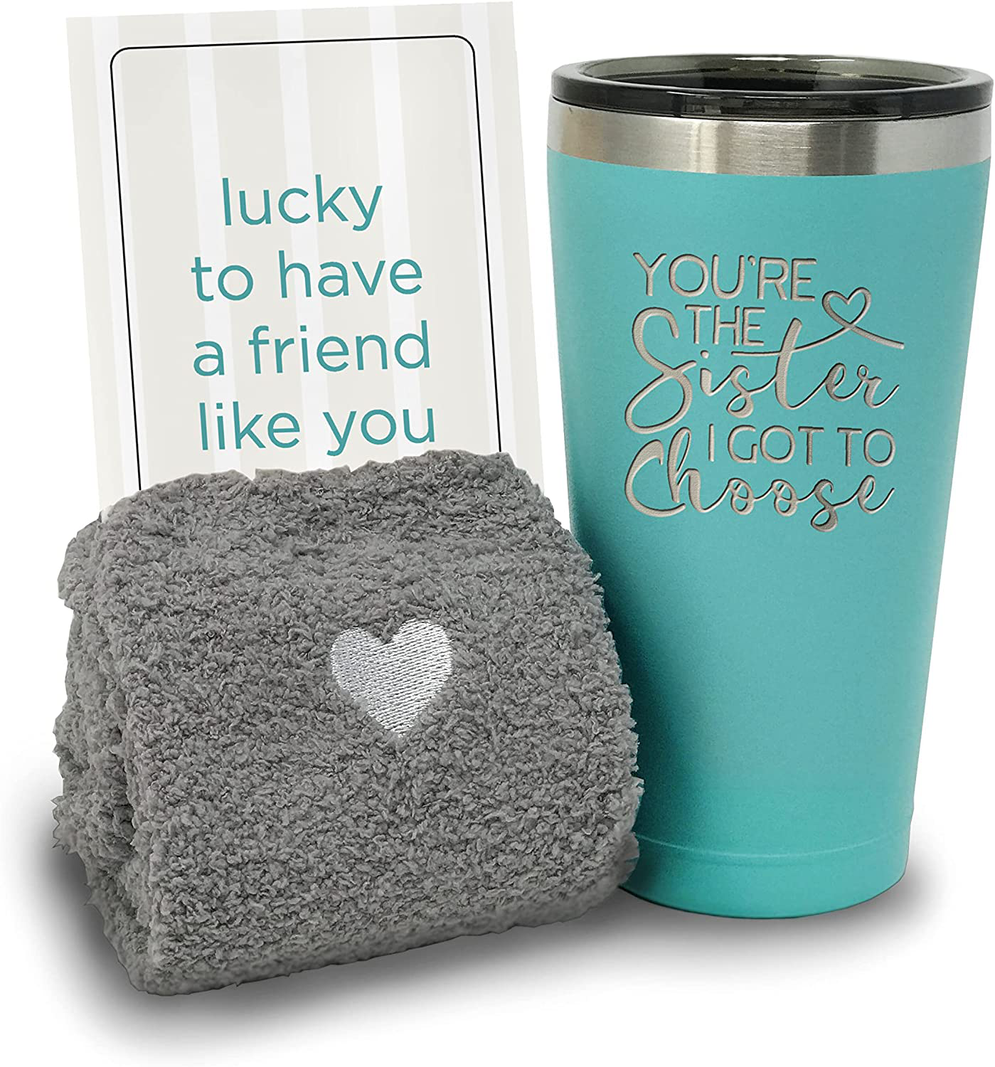 Best Friend Birthday Gifts for Women - Best Friend Friendship Gifts Set - Sister I Got To Choose Unique Birthday Gifts for Women BFF, Bestie, Friend - Gift Set with Tumbler, Fuzzy Socks & Card Arts & Entertainment > Party & Celebration > Gift Giving Sodilly   