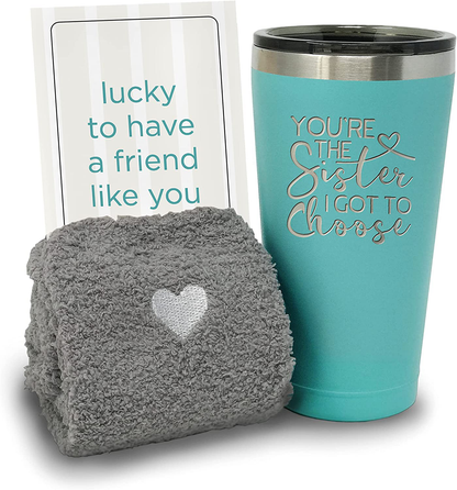Best Friend Birthday Gifts for Women - Best Friend Friendship Gifts Set - Sister I Got To Choose Unique Birthday Gifts for Women BFF, Bestie, Friend - Gift Set with Tumbler, Fuzzy Socks & Card Arts & Entertainment > Party & Celebration > Gift Giving Sodilly   