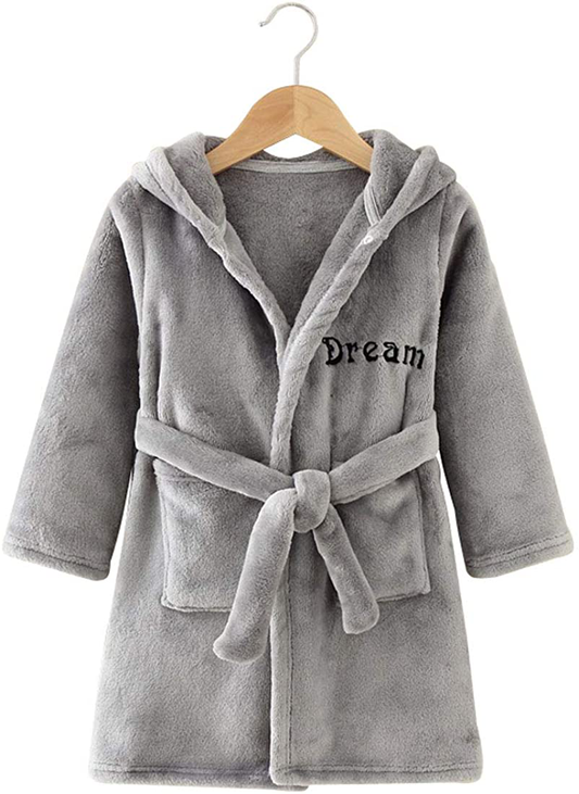 Toddlers Kids Hooded Robe Boys Girls Soft Flannel Bathrobes Pajamas Plush Robe Apparel & Accessories > Clothing > Sleepwear & Loungewear > Robes Kylie Max   
