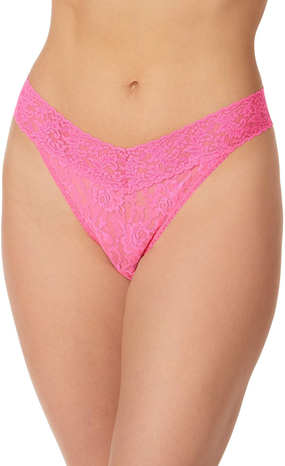 hanky panky, Signature Lace Original Rise Thong, One Size (4-14) Apparel & Accessories > Clothing > Underwear & Socks > Underwear hanky panky Fiesta Pink One Size 