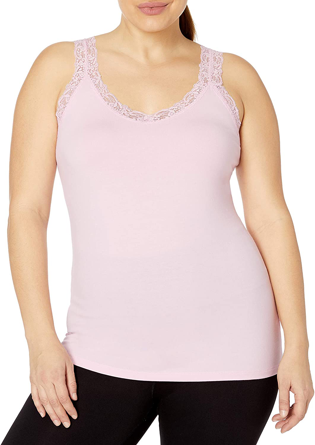 JUST MY SIZE Women'S plus Size Stretch Jersey Lace Trim Tank Apparel & Accessories > Clothing > Activewear Kylie Max   
