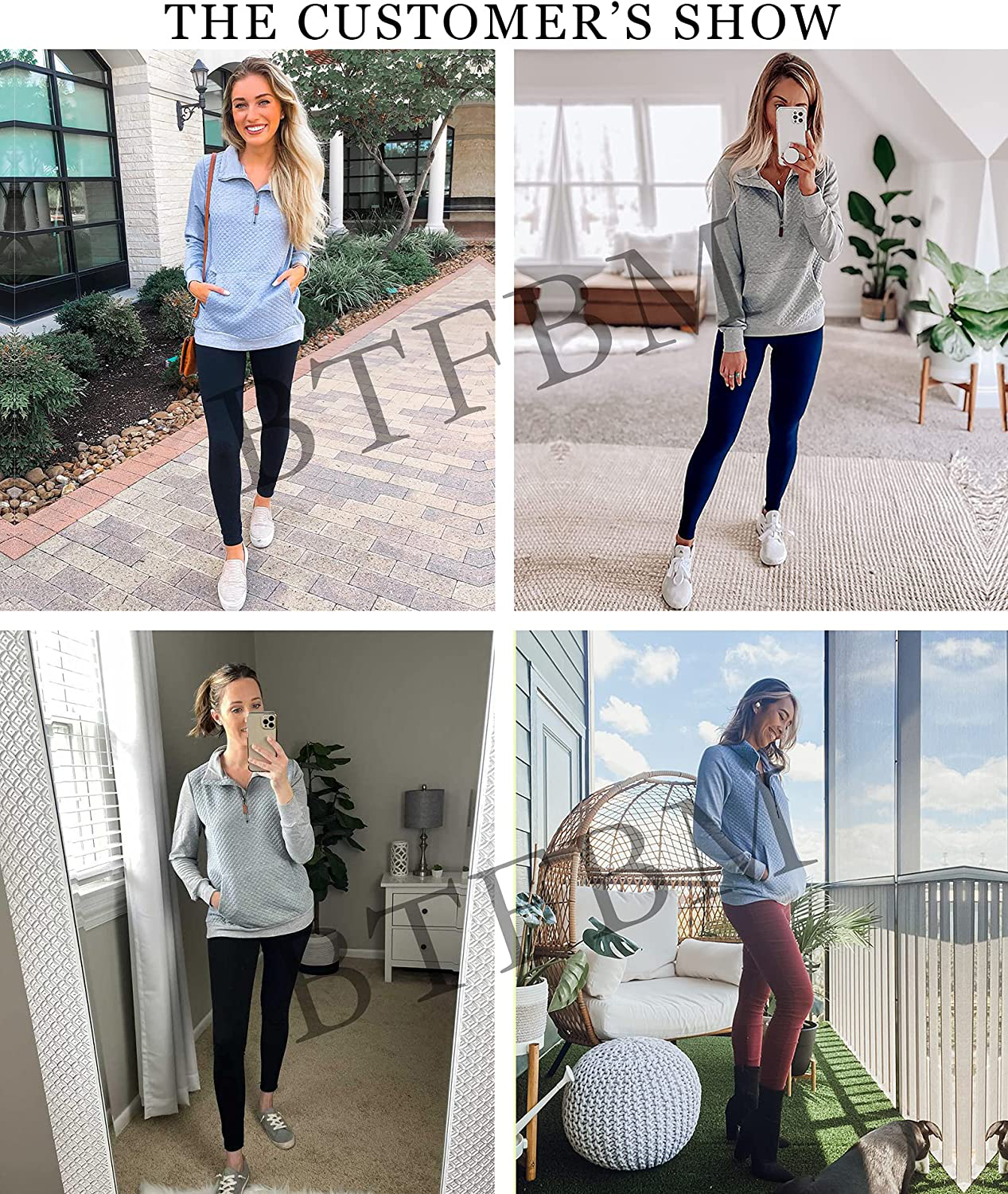 BTFBM Women Fashion Quilted Pattern Lightweight Zipper Long Sleeve Plain Casual Ladies Sweatshirts Pullovers Shirts Tops Apparel & Accessories > Clothing > Activewear Kylie Max   