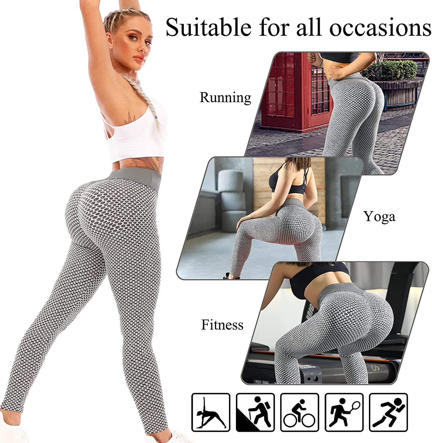 ViCherub Leggings for Women Scrunch Butt Lifting TIK Tok Yoga Pants Peach Lift High Waisted, Workout Tummy Control Tights Apparel & Accessories > Clothing > Activewear ViCherub   