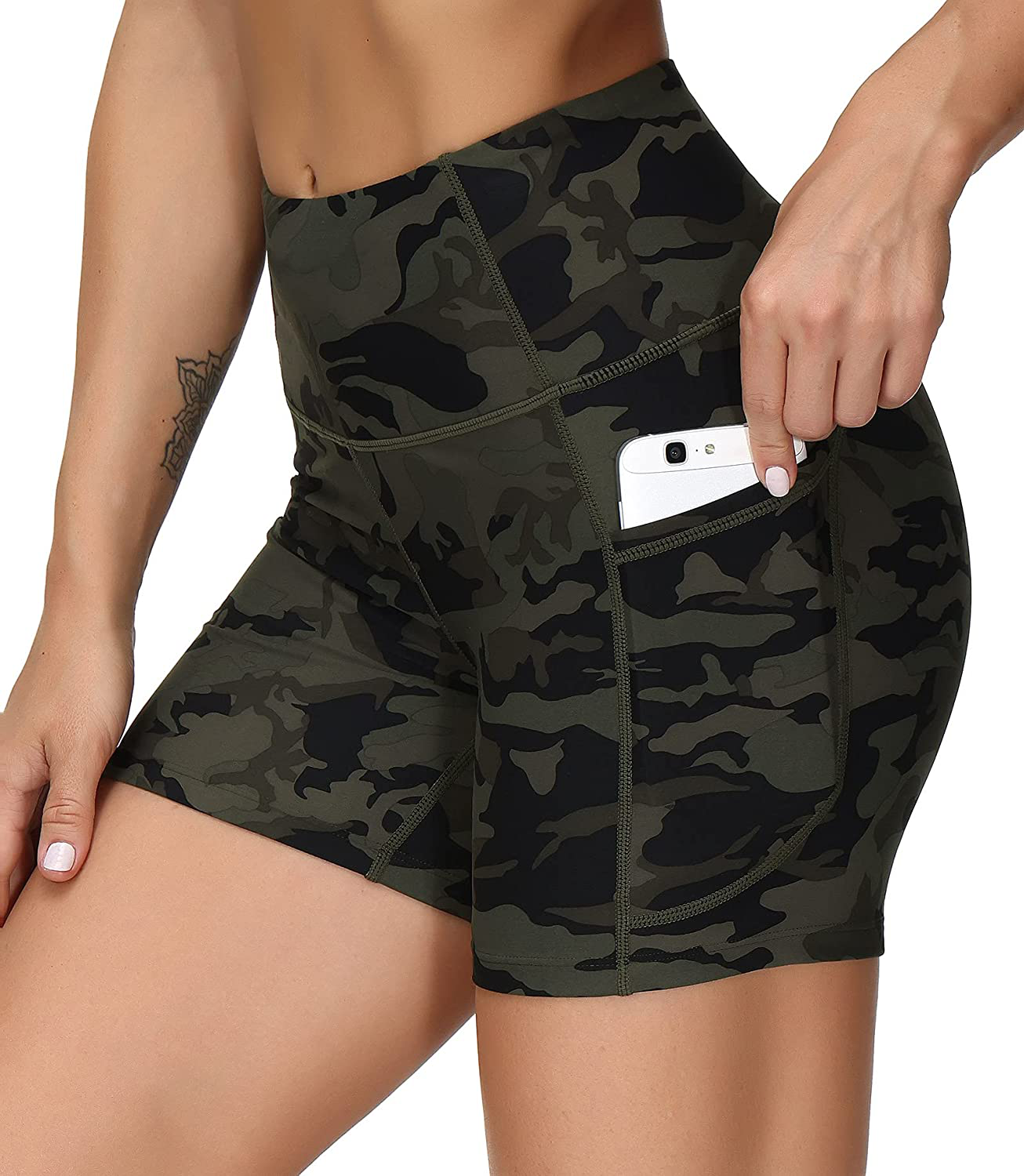 THE GYM PEOPLE High Waist Yoga Shorts for Women'S Tummy Control Fitness Athletic Workout Running Shorts with Deep Pockets Apparel & Accessories > Clothing > Shorts Kylie Max   