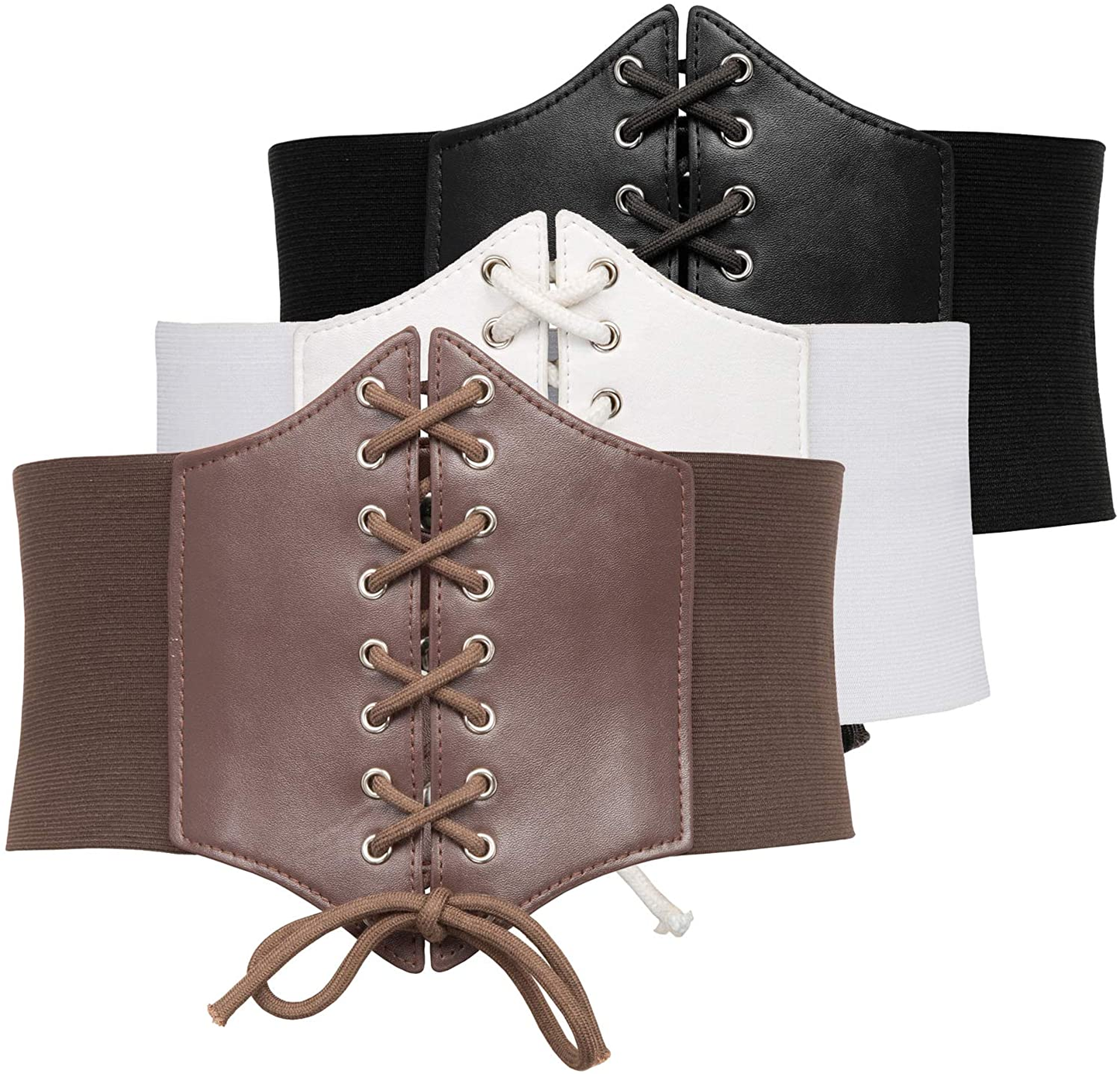 GRACE KARIN Lace-Up Cinch Belt Tied Corset Elastic Waist Belt Apparel & Accessories > Clothing Accessories > Belts GRACE KARIN Black+white+coffee XXX-Large 