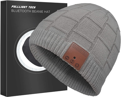 Upgraded Bluetooth Beanie Hat with Headphones Unique Tech Gifts Arts & Entertainment > Party & Celebration > Gift Giving FULLLIGHT TECH Light Gray Medium 