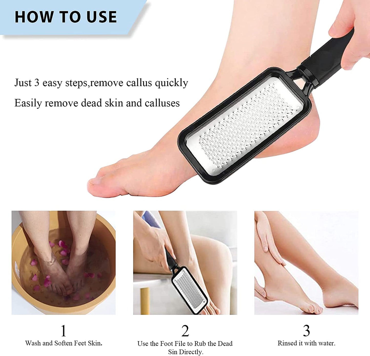 Setsail Foot File Callus Remover Metal Surface Foot Scrubber Premium Stainless Steel Pedicure Tools Can Be Used on Both Wet and Dry Feet, Foot Scraper for Dead Skin Foot Care Health & Beauty > Personal Care > Foot Care SetSail   